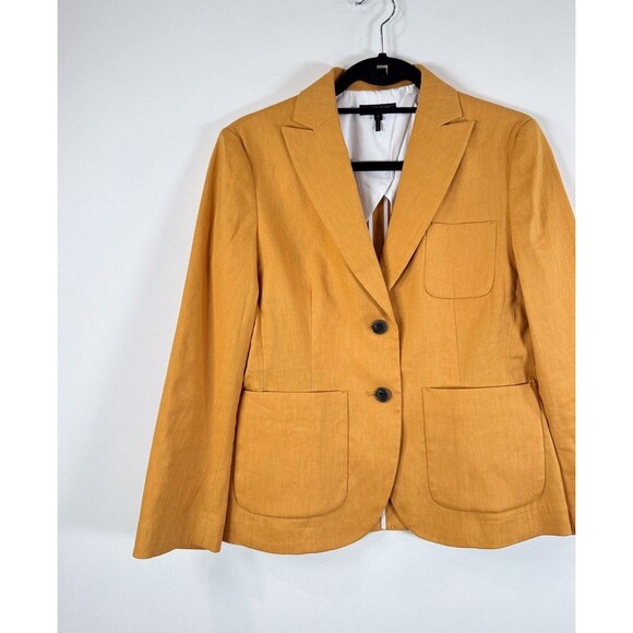 Rag & Bone Womens Suit Set Yellow Linen Tailored Blazer Straight Trouser Size 2 - Picture 7 of 16